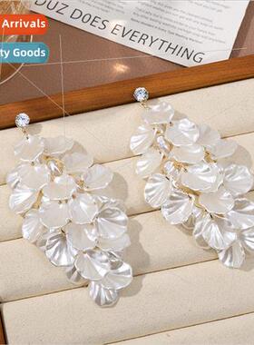 lver needle whe long section tassel imation shell earrings d