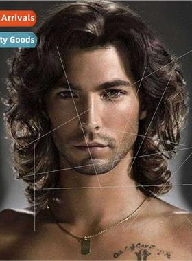Men short curly hair fluffy big waves parted handsome dark c