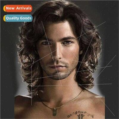 Men short curly hair fluffy big waves parted handsome dark c