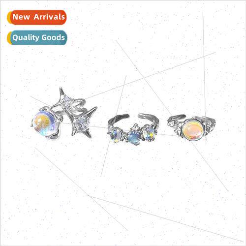 Mansing flash diamond moonlight cat eye ring female niche fa