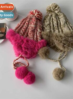 Women winter show face small thunderbolt hat big head circum