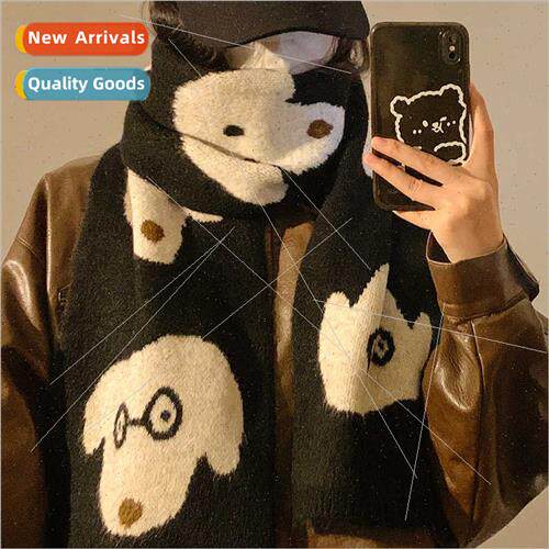 Cute puppy wool knted scarf female winter warm cold Korean
