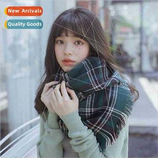 England plaid scarf Korea winter sided female thicken double