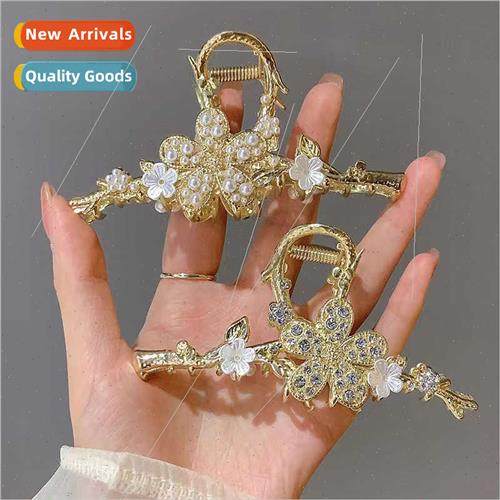 Advanced sense hair clips girls Korean pearl rhinestone grab