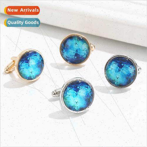 New Fashion Star Cloud Time Gemstone Cufflinks Men Shirt Cuf