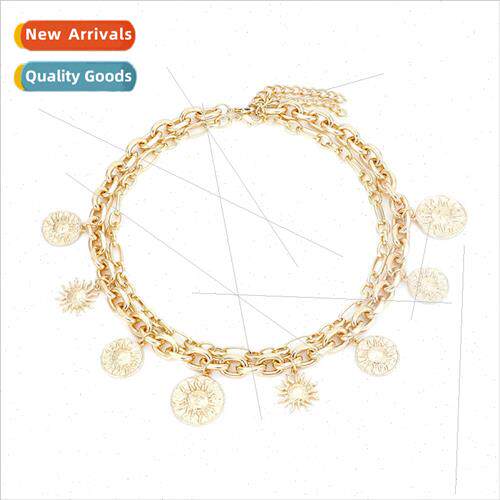 fashion retro double-layer necklace versatile temperament zi