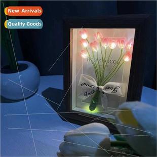 photo frame light solid materia night wood tulip Vintage DIY