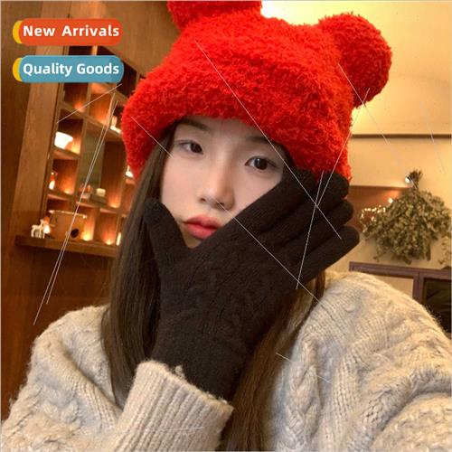 Bear ears plush hat female winter Korean  Japanese sweet cut