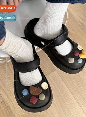 New Mary Jane hole shoes female cartoon DIY sandals summer -