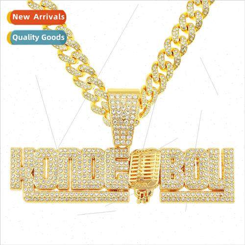 Personalized full diamond letters microphone patchwork penda