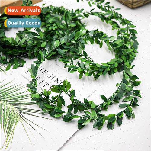 7.5M/roll green leaf garland wire rattan wire simulation wil
