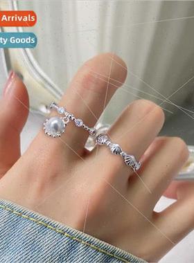 Stacking Scalloped Shell Index Ring che Cool Delicate Set Zi