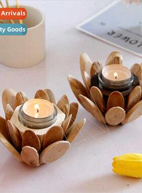 Scandinavian rustic wooden petals flowers candle holder Chri