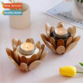 Scandinavian rustic wooden petals flowers candle holder Chri