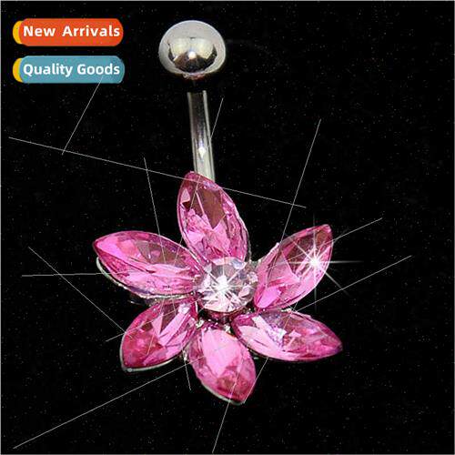 Piercing belly dance jewelry fixed  encrusted diamonds flora