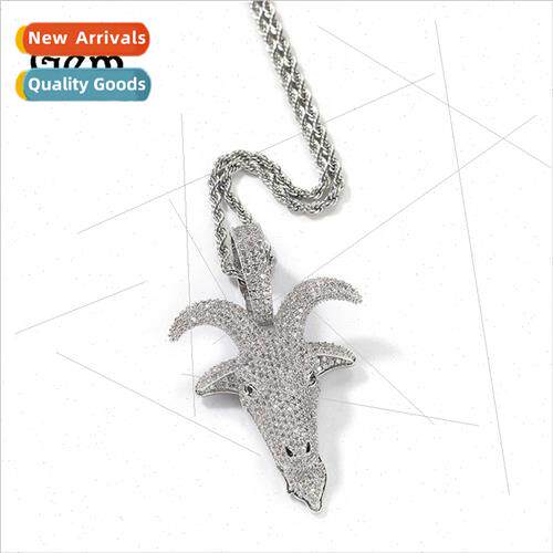 Hip hop new copper wh zirconia goat animal shape men pendant