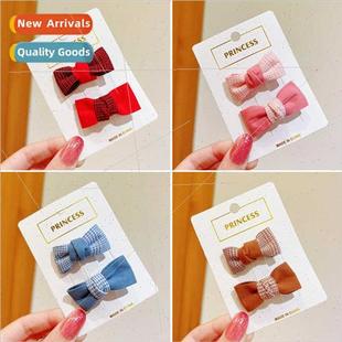 hair clips Japan Cute card bow plaid princess children