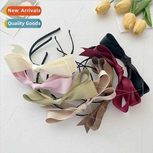 ins cra bow high sense simple female bands hair satin French