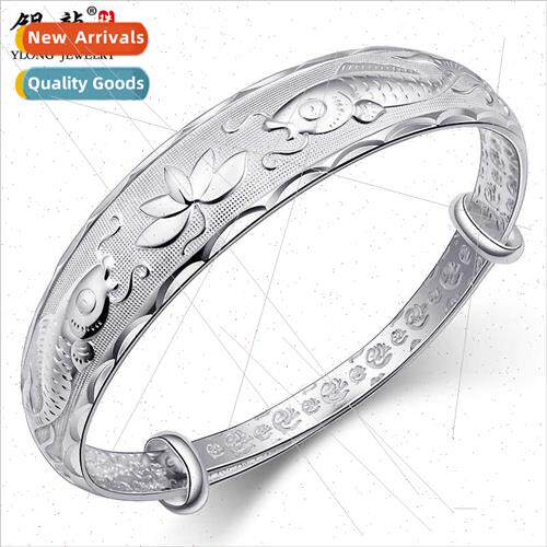 lver jewelry two fish play lotus silver bracelet push pull s