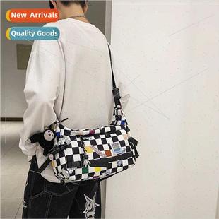 work crossbody ins plaid retro Korean bear female Japan bag