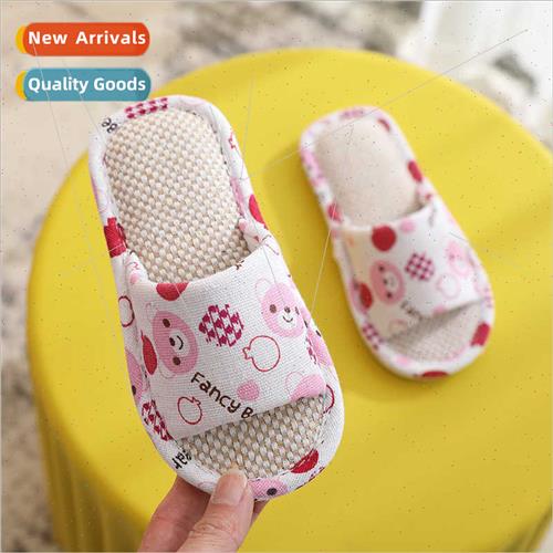 new four seasons linen slippers children simple cartoon cute