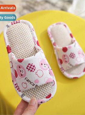 new four seasons linen slippers children simple cartoon cute