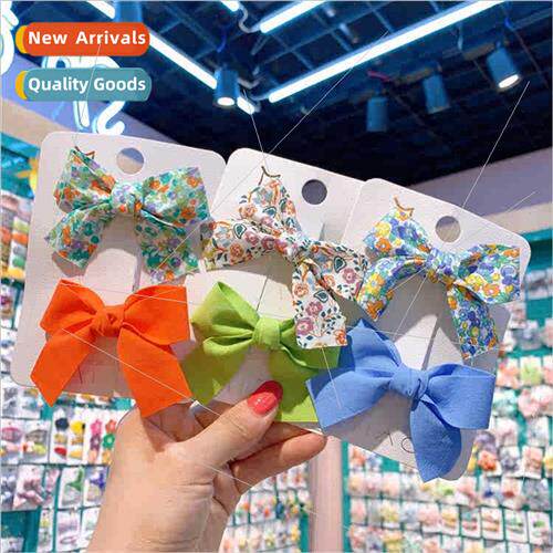 Korea broken flowers bow hair clips children macaroon color