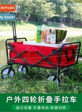 Outdoor four-wheeled foldable trolley picnic storage off-roa