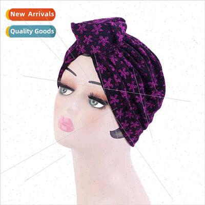 New Arabian Turban Hat Bright lk Ball Head Wrap Hat Indian H