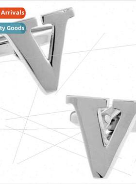 V English letters cufflinks cufflinks men French buttons cuf