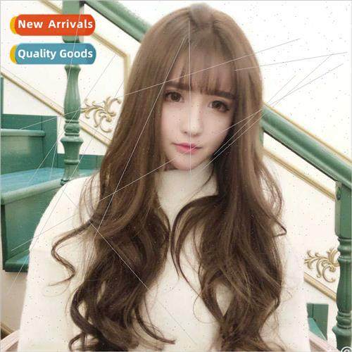 Wig Ms. air bangs long curly hair fashion brown rose net mec