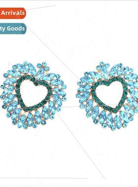Fashion fresh hollow alloy diamond love earrings personalize