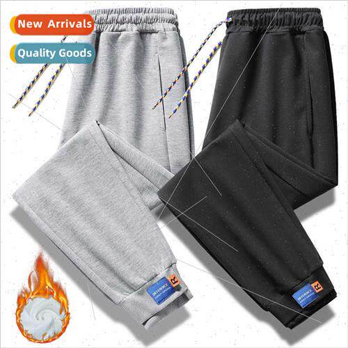 Thickened padded sweat pants men 2022 fall winter soft silve