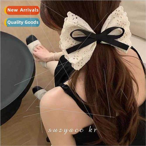 Elegant large bow hair clips sweet French lace back head hai
