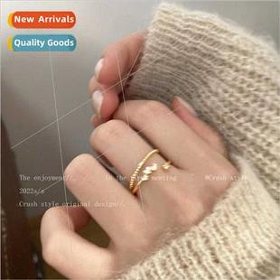 Women Fin Heart Index Sense che Set Ring Zirconia Glaze Drip