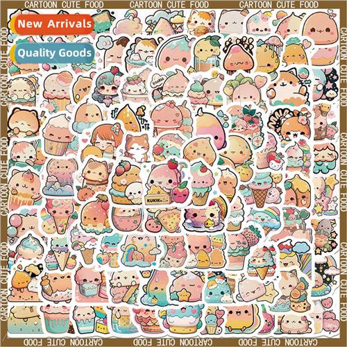 100 small size cute colorful food animal doodle stickers wat