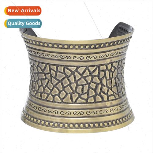 New retro rhombus pattern bracelet gypsy ethnic open alloy b