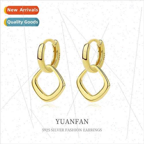 925 silver simple circle geometric earrings female hundred E
