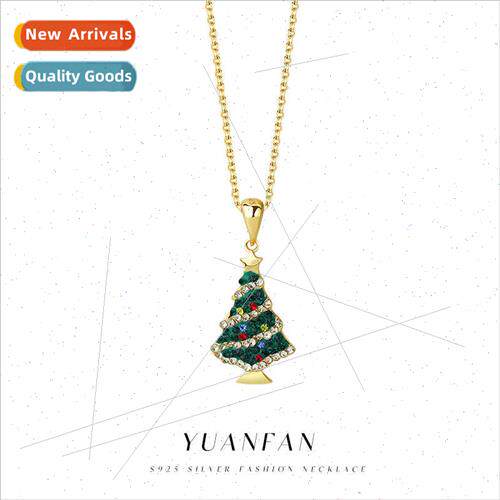 925 silver colorful zirconia Christmas e necklace female ins