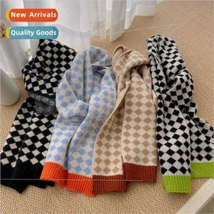 new Korean female fall autu scarf winter plaid 2022 hundred