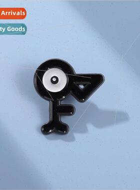 Cute big eyes hieroglyphics shape quirky mini metal brooch u