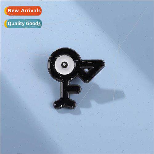 Cute big eyes hieroglyphics shape quirky mini metal brooch u