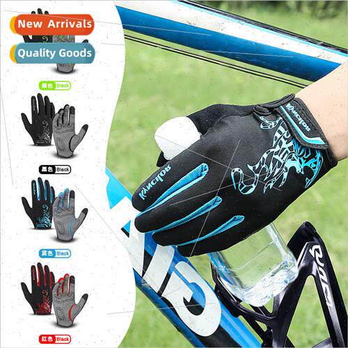 Outdoor mountain bike long finger gloves breathable shock-ab