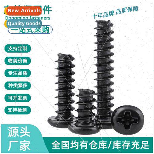 Black Phillips round head flat tail self-tapping screws PB p