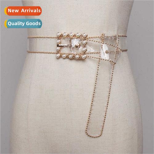2020 new fashion PVC plastic transparent thin belt female di