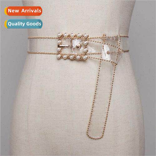 2020 new fashion PVC plastic transparent thin belt female di