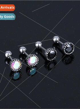 Chao men stainless steel punk earrings fashion small dumbbel
