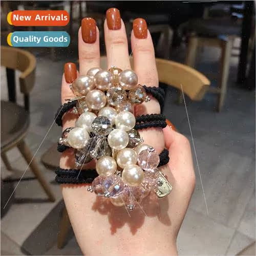 Pearl rubber band female headband female simple Korean cryst