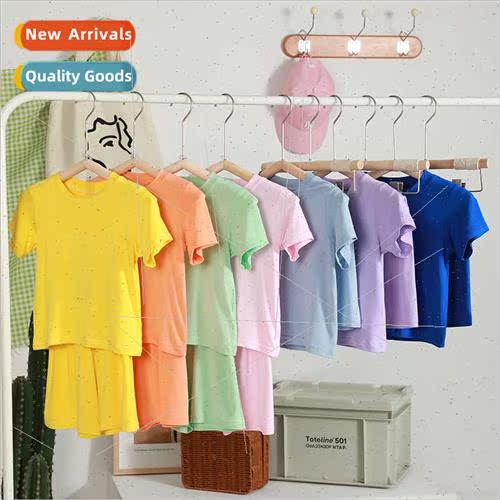 22 new children homewear summer solid color short-sleeved sh
