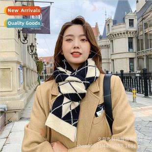 plaid scarf students new warm winter knted fall 2021 female